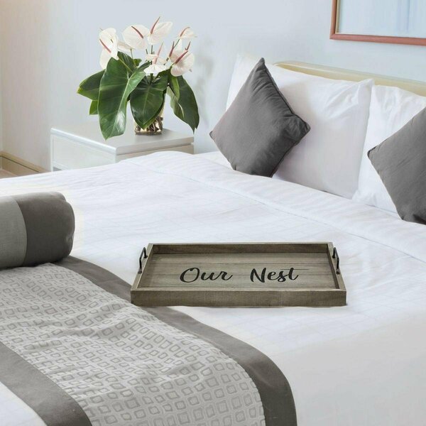 All The Rages 15.50 x 12 in. Our Nest Elegant Designs Decorative Wood Serving Tray with Handles, Rustic Gray AL15409